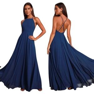 Lulus Mythical Kind of Love Navy Maxi Dress Size M